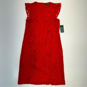 Lauren Ralph Lauren Floral Lace Sleeveless Sheath Dress Womens Size 8